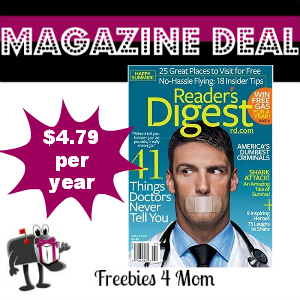 Deal $4.79 for Reader's Digest Magazine