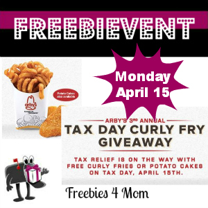 Free Curly Fries or Potato Cakes at Arby's April 15