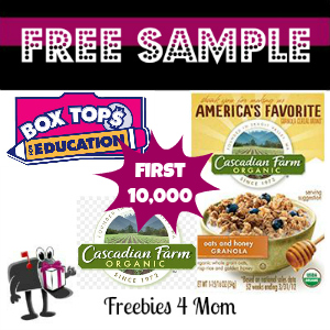 Free Sample Cascadian Farm Granola Cereal from Box Tops