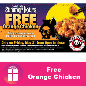 Free Orange Chicken at Panda Express May 31