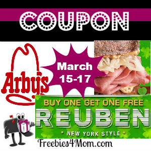 Coupon Arby's Buy 1 Reuben Sandwich, Get 1 Free Mar. 15-17