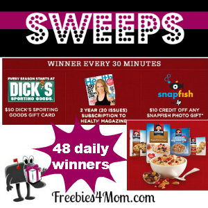 Sweeps Quaker Keeping You Going (48 Winners/Day)