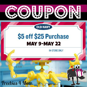 Coupon $5 off $25 at Old Navy