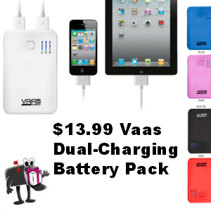 $13.99 Vaas Dual-Charging Battery Pack for Mobile Devices (was $44.99)