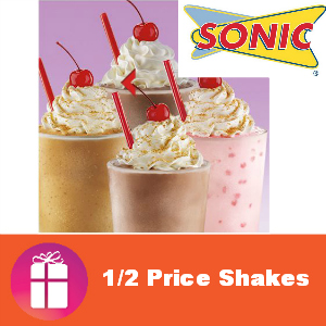 Sonic 1/2 Price Shakes All Day June 20