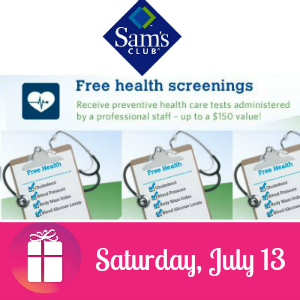 Free Health Screening at Sam's Club July 13