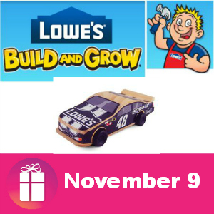 Free Pull Back Car Nov. 9 at Lowe's Kids Clinic