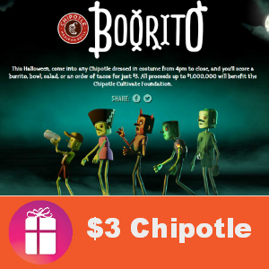 Eat at Chipotle for $3 on Halloween