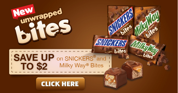 $2.00 SNICKERS® and Milky Way® Bites Coupon #GameDayBites #cbias #shop