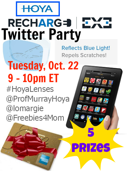 Win a Kindle Fire at the #HoyaLenses Recharge EX3 Twitter Party Oct. 22 9pm ET