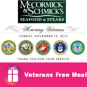 Free Meal for Veterans at McCormick & Schmick's