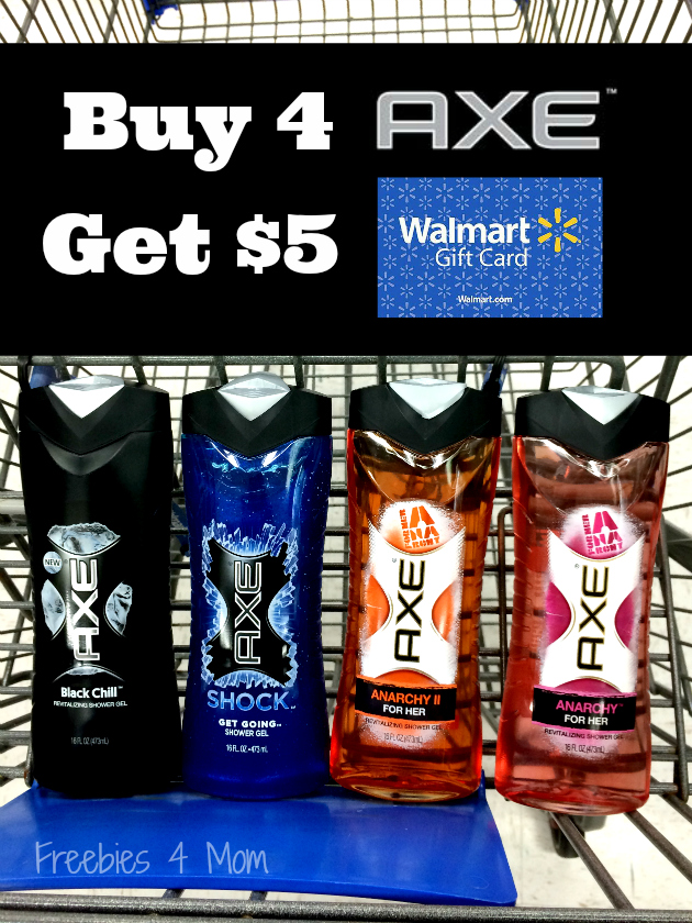 Buy 4 AXE Shower Gels, Get $5 Walmart eGift Card
