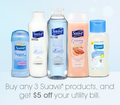 Buy 3 Suave, Get $5 off Utilities