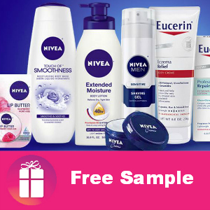 Choose your free sample of Nivea, Eucerin or Aquaphor