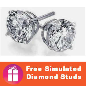 Free Sterling Silver Simulated Diamond Studs