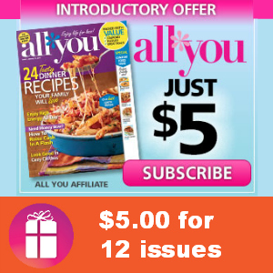 $5.00 for All You Magazine (42 cents per issue)