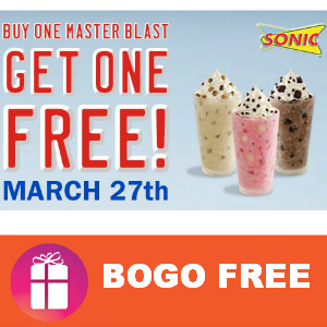 Sonic BOGO Free Master Blast March 27