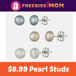 $8.99 3 Pair Cultured Freshwater Pearl Studs