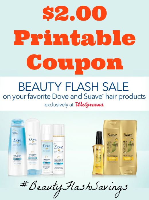 $2.00 Printable Coupon for Dove and Suave® Hair products at Walgreens