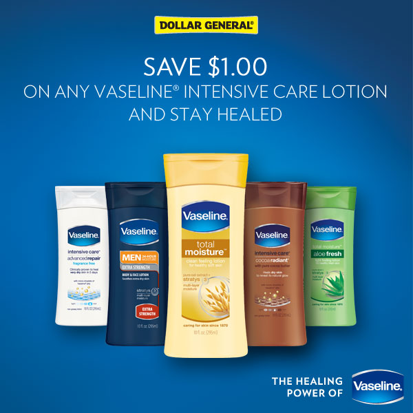 $1.00 Coupon for Vaseline Intensive Care Lotion at Dollar General