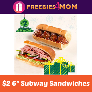 $2 Subway 6" Sandwiches
