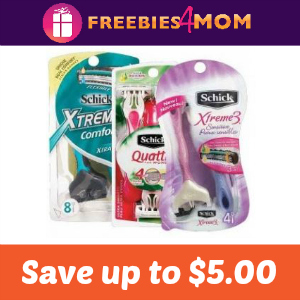 Coupons: Up to $5 off Schick Disposable Razors