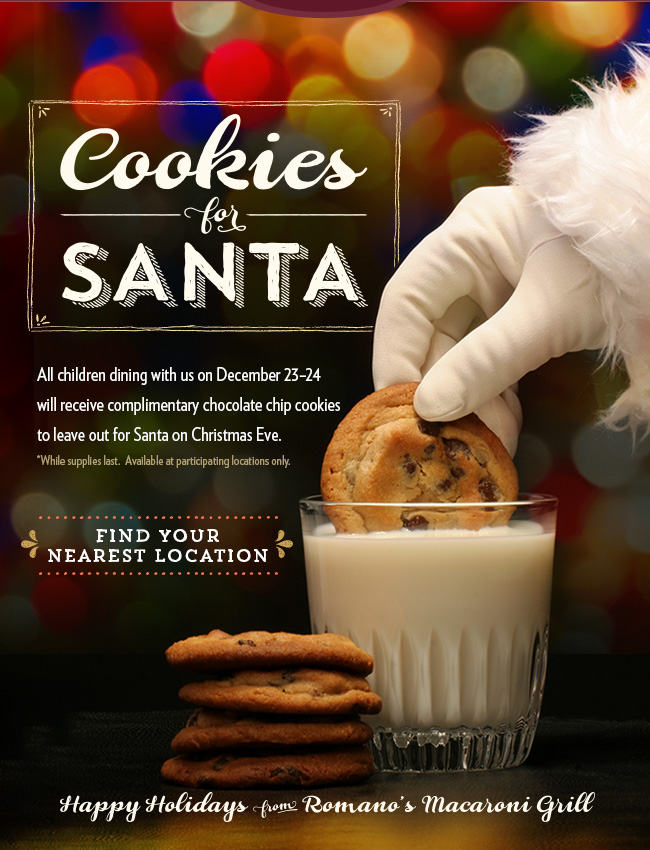 Free Cookies for Santa at Macaroni Grill