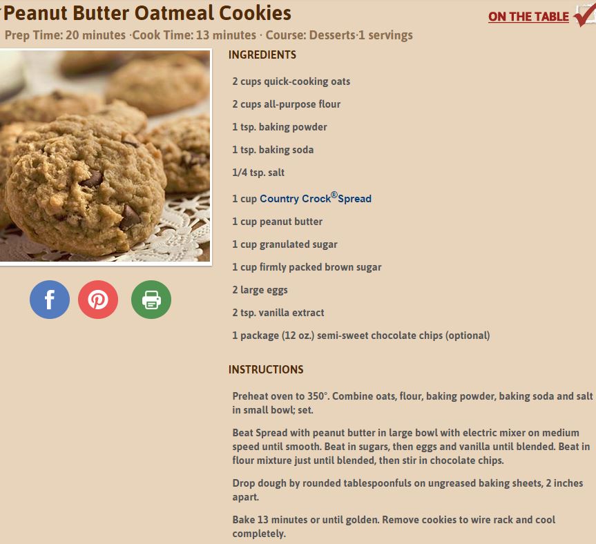 Peanut Butter Oatmeal Cookies Recipe