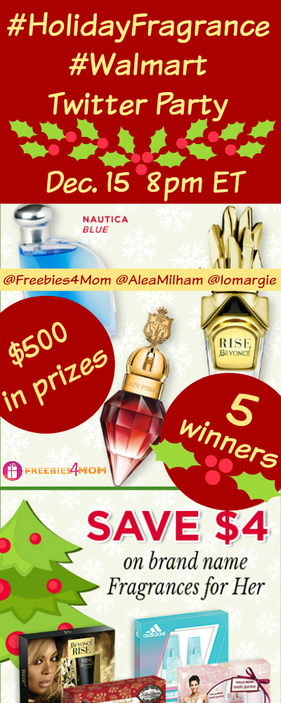 $500 in Prizes at #HolidayFragrance #Walmart Twitter Party Dec. 15 8pm ET
