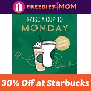 30% Off at Starbucks Today 2-5 PM