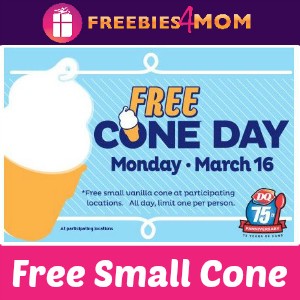 Free Small Cone at Dairy Queen March 16