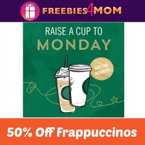 50% Off Frappuccinos at Starbucks 2-5 PM
