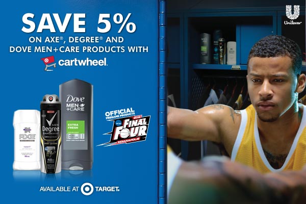 Target Cartwheel Deal Save 5% on Axe, Degree and Dove Men+Care