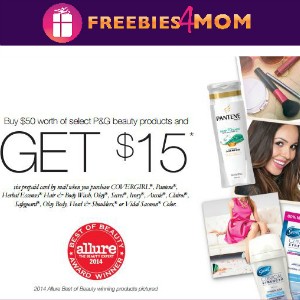 Rebate: Buy $50 of P&G Beauty Products Get $15