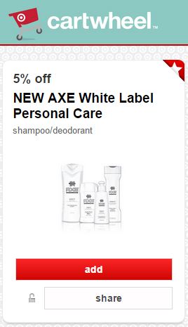 Cartwheel Offer: Save 5% off AXE White Label personal care products