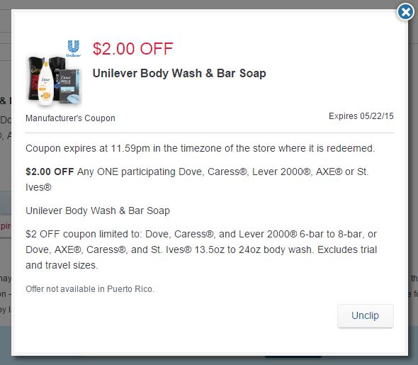 $2.00 Coupon for Axe, Caress, Dove, Dove Men+Care, Lever 2000 at Walgreens