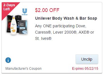 $2.00 Coupon for Axe, Caress, Dove, Dove Men+Care, Lever 2000 at Walgreens