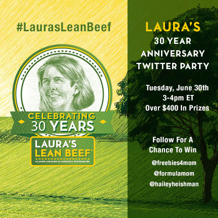 $400+ in Prizes at #LaurasLeanBeef Twitter Party June 30 3pm ET