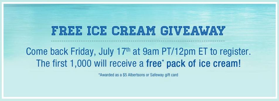 Free Ice Cream at 11am CT *First 1,000*