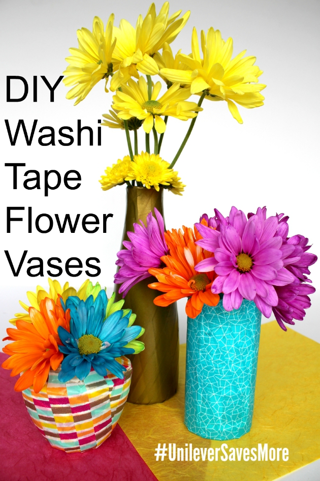 DIY Washi Tape Flower Vases #UnileverSavesMore