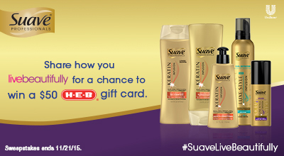 $50 H-E-B Gift Card Giveaway from Suave Professionals