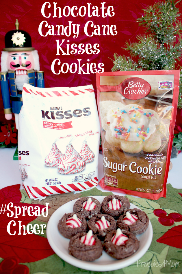 Chocolate Candy Cane Kisses Cookies ~ #SpreadCheer with Betty Crocker™ and Hershey’s®