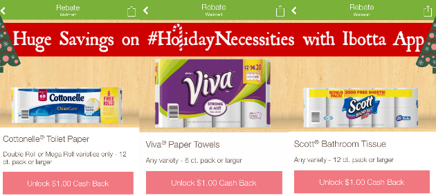 Get Cash Back with Free Ibotta App and Save on #HolidayNecessities at Walmart