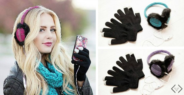 $7.95 Techie Earmuff Speakers & Touch Gloves