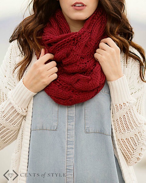 Cable Knit Infinity Scarf $7.95