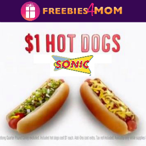 $1 Hot Dogs at Sonic Monday