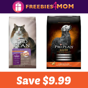 Save $9.99 on Purina Pro Plan Cat or Dog Food