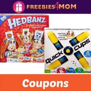Coupons: Save on Hedbanz & Quick Cups Games