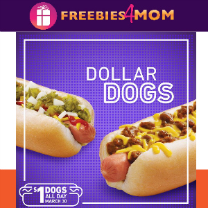 Sonic $1 Hot Dogs March 30