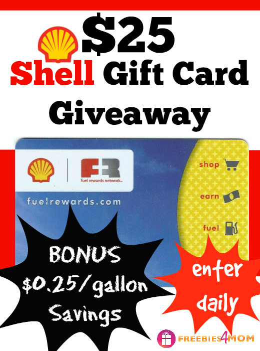 $25 Shell Gift Card Giveaway (3 winners) ~ Save on fuel with Fuel Rewards Network